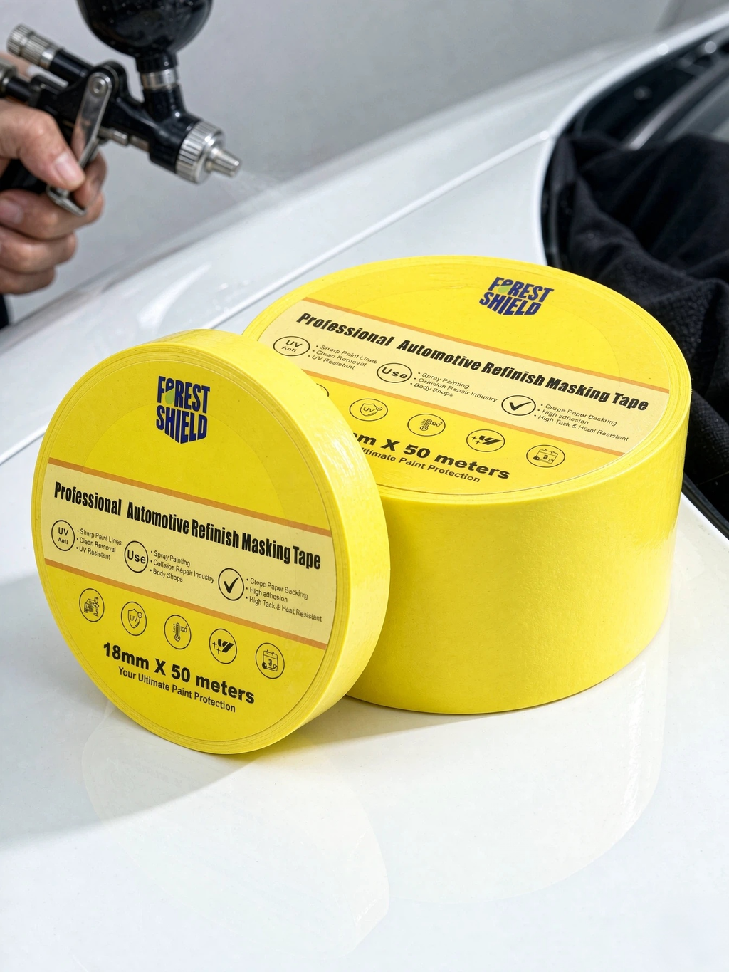 Forest Shield Auto Masking Tape Set, 18mm & 48mm Automotive Tape 2-Pack