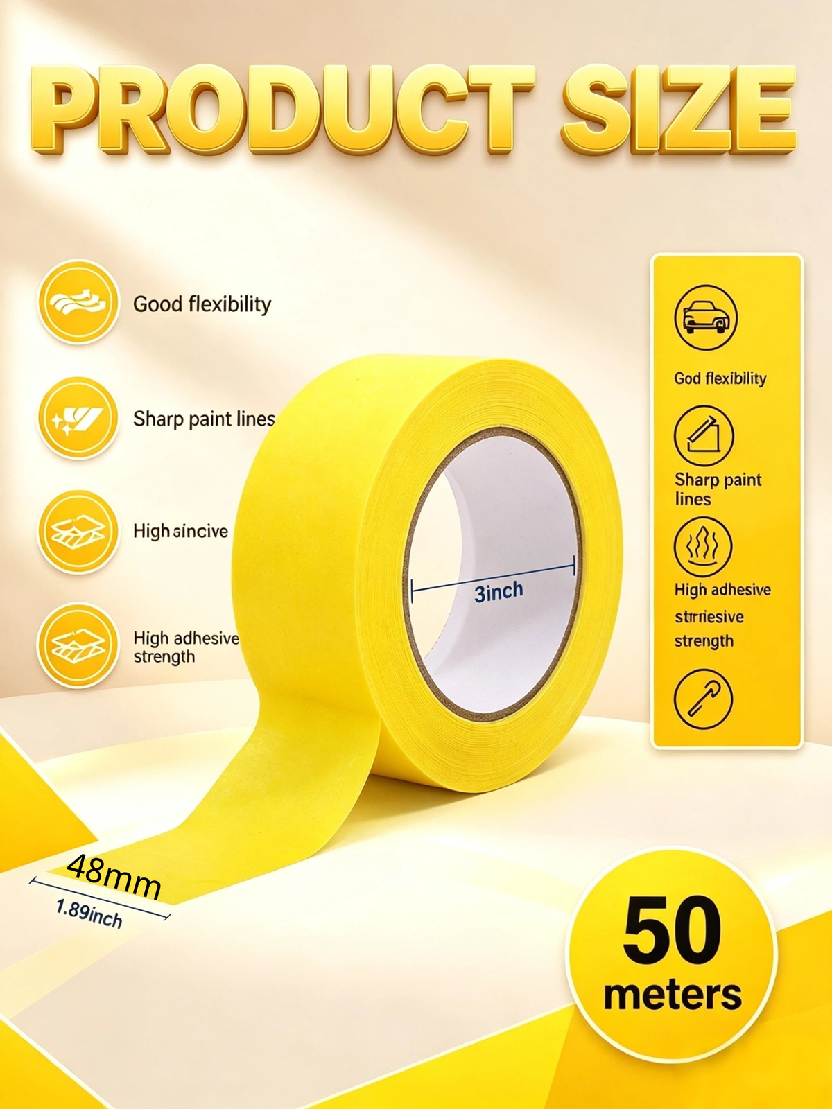 Forest Shield Auto Masking Tape Set, 18mm & 48mm Automotive Tape 2-Pack